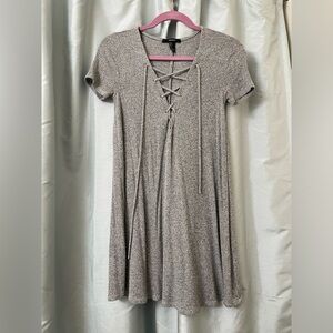 Gray forever 21 heather dress with cute crisscross design size small